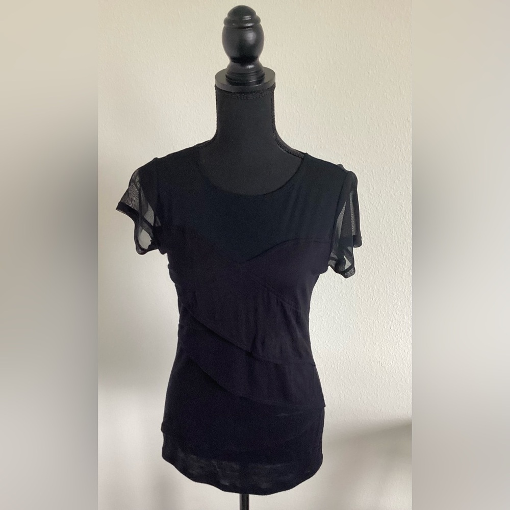INC International Concepts Black Layered Blouse